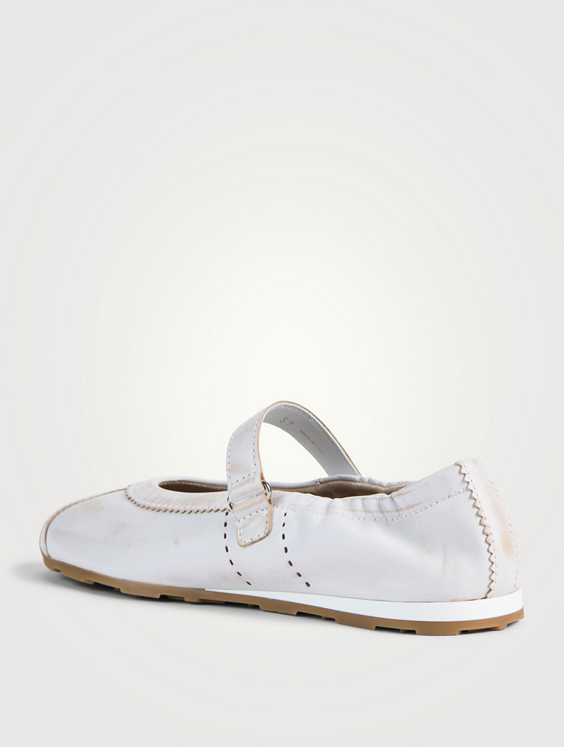 MIU MIU Leather Mary Jane Ballerinas | Holt Renfrew