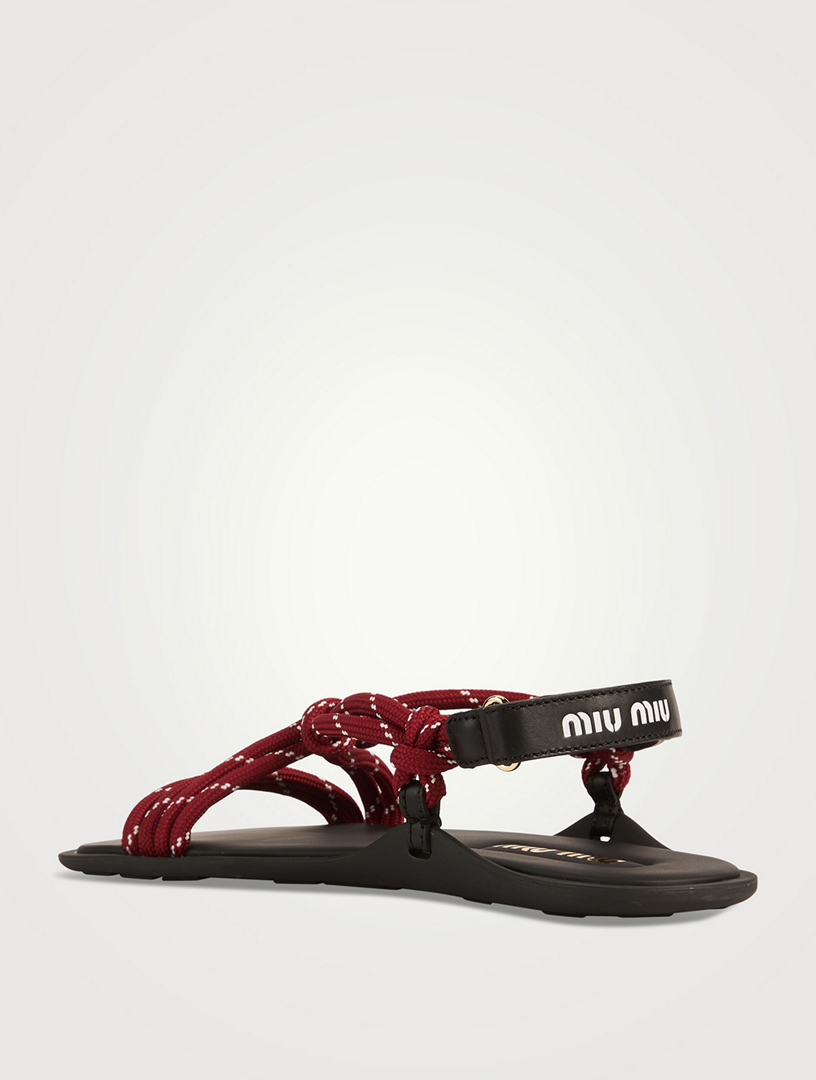 MiuMiu Riviere Cord And Leather Sandals レザー サンダル MIU MIU Riviere Cord And Leather Thong Sandals | Holt Renfrew