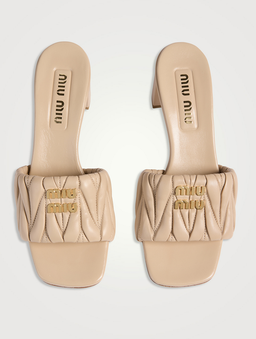 サンダル・ミュール Mon pocket padded leather and nylon mule Mules with small heels | Jonak Canada