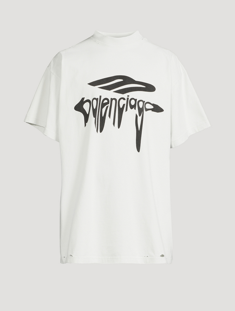 【BALENCIAGA】3B リクイファイド Tシャツ ホワイト ブラック Balenciaga 3B Liquefied T-Shirt Oversized | Saks Fifth Avenue