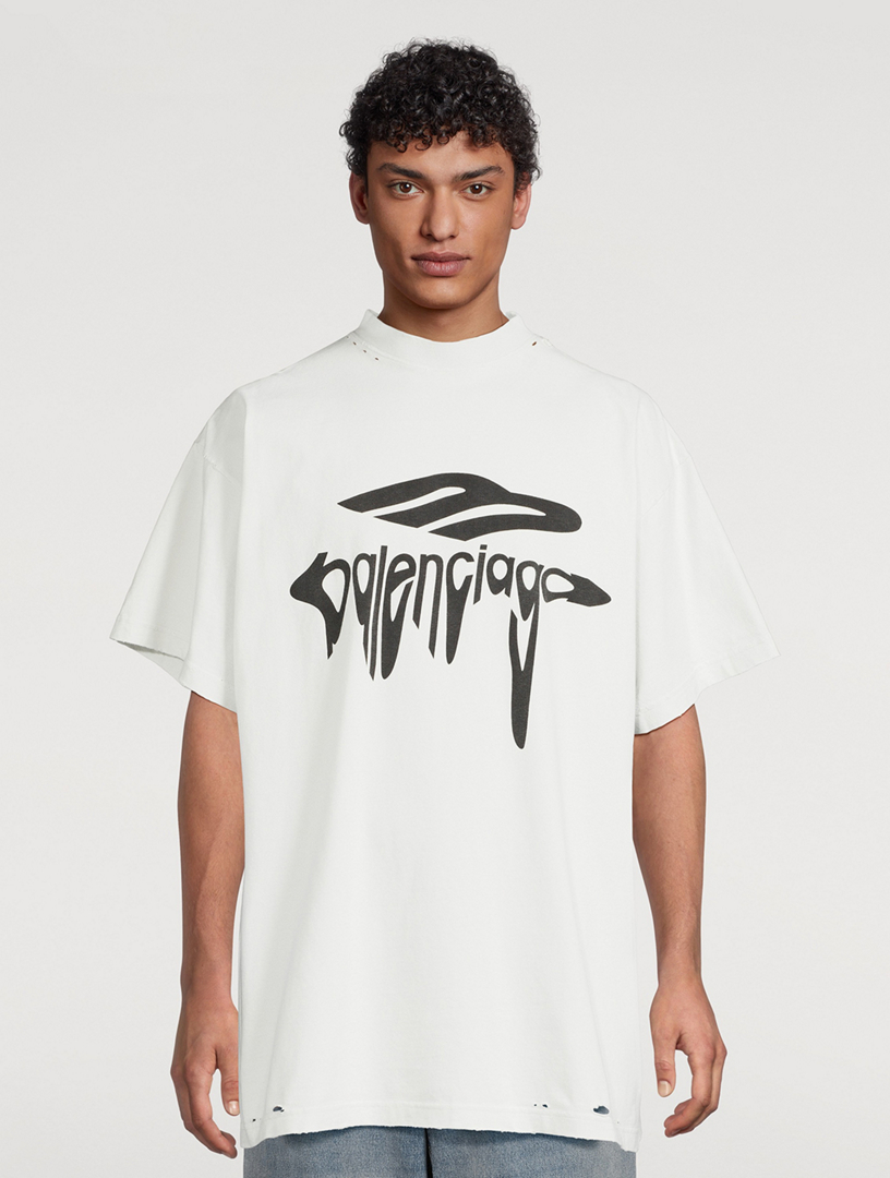 【BALENCIAGA】3B リクイファイド Tシャツ ホワイト ブラック BALENCIAGA 3B Liquefied Oversized T-Shirt | Holt Renfrew