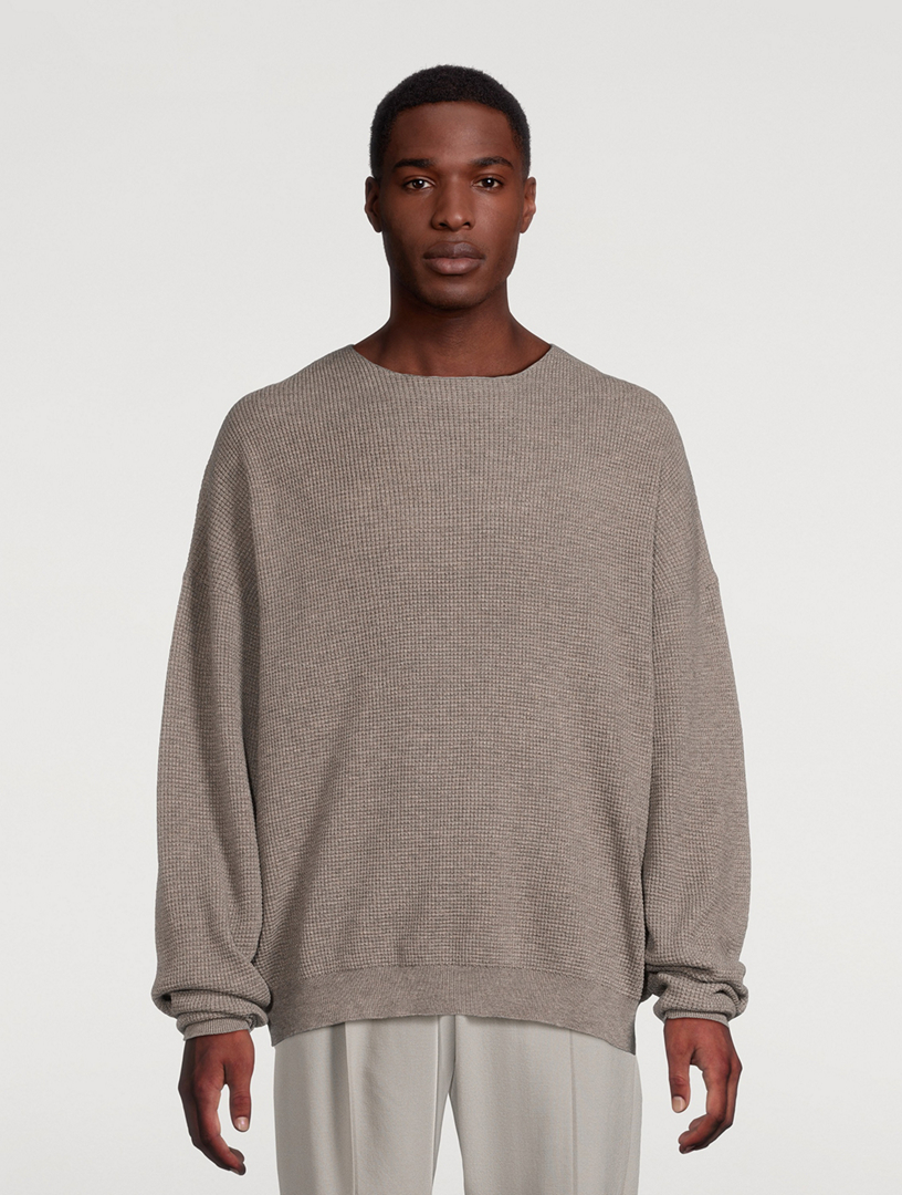 Waffle knit crewneck sweater hotsell