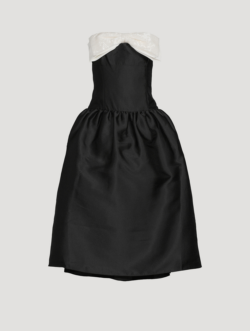 【送料&関税込】self-portrait Taffeta Contrast Bow Midi Dres Self-Portrait Taffeta contrast-bow Midi Dress | Black | FARFETCH