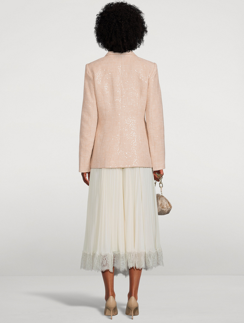 SELF-PORTRAIT Sequin Boucl Chiffon Midi Dress | Holt Renfrew