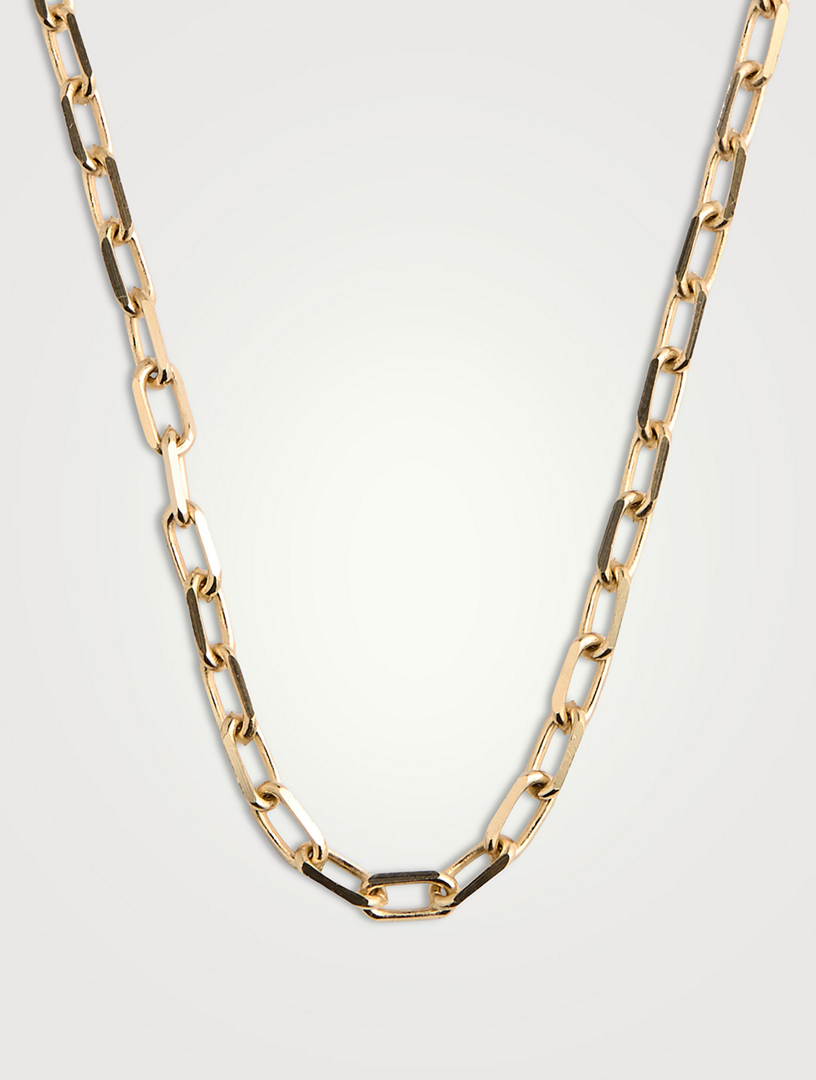 14K Gold Elongated Cable Chain Necklace