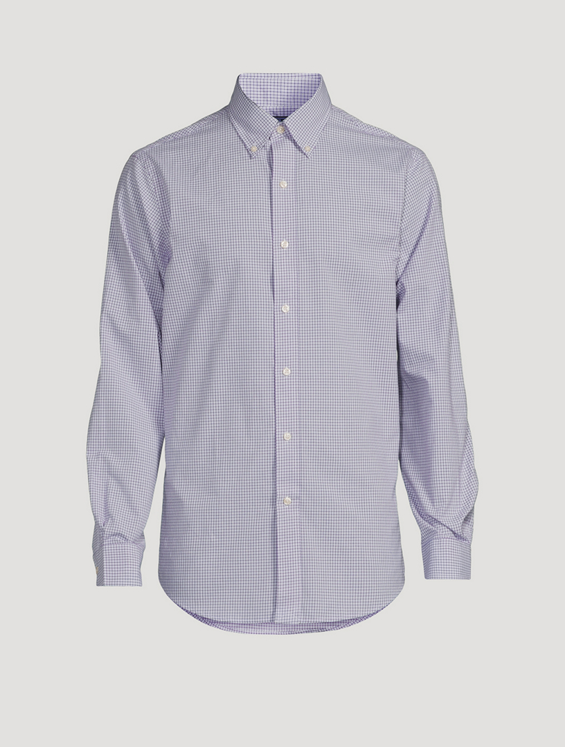 Chemise à manches longues en popeline à carreaux