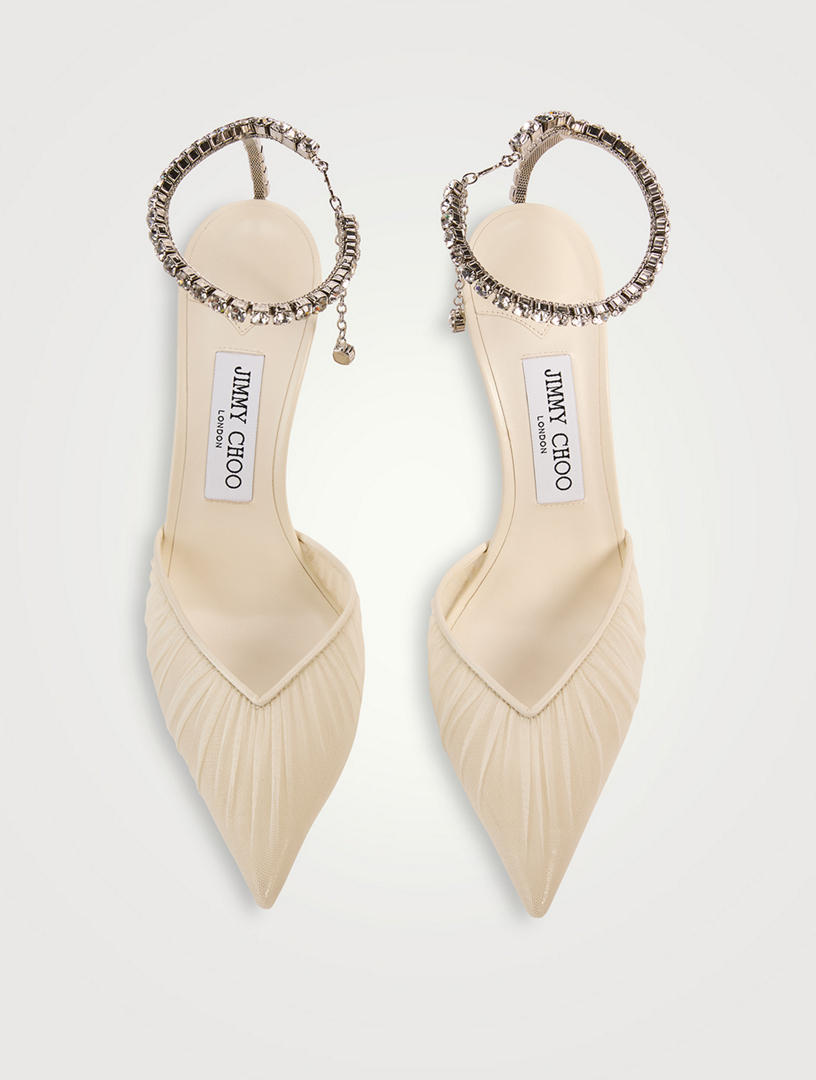サナ Jimmy Choo Saeda 100mm Pumps | White | FARFETCH