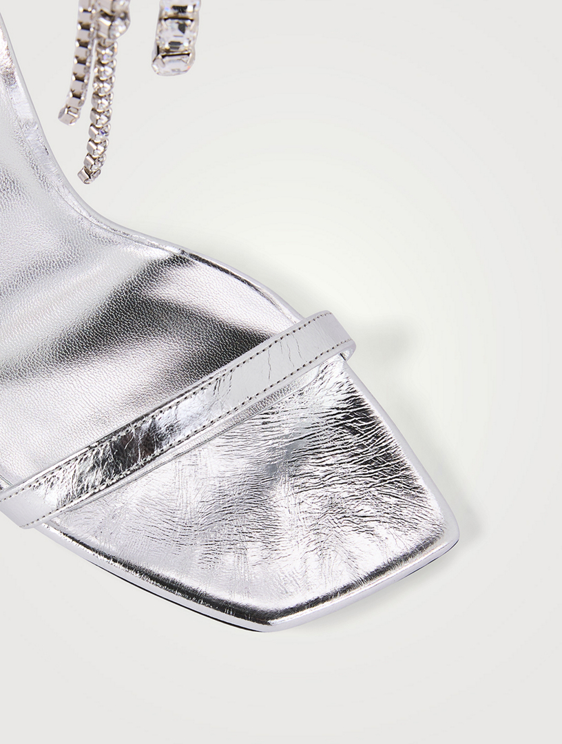 JIMMY CHOO Verity Metallic Leather Sandals With Crystal Cuff