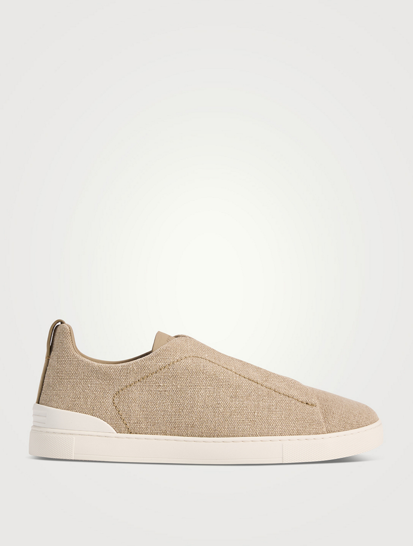 Triple Stitch Cotton And Linen Sneakers