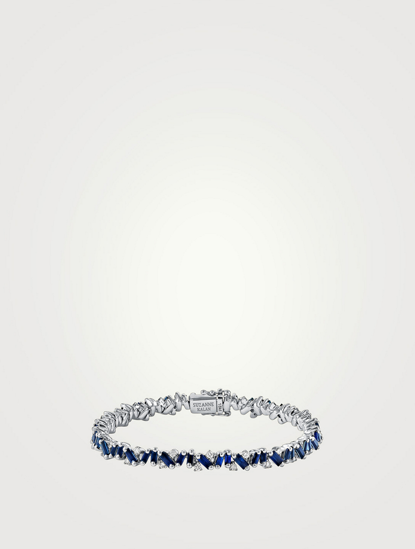 18K White Gold Frenzy Dark Blue Sapphire Tennis Bracelet