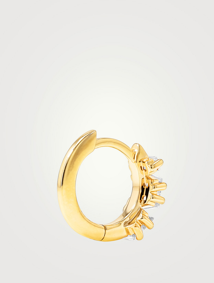 18K Gold Bold Diamond Huggie Hoop Earrings