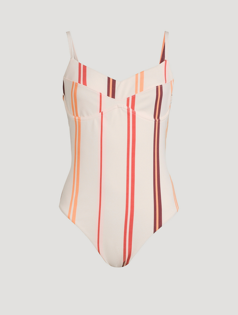 Lounger One-Piece Swimsuit In Stripe Print