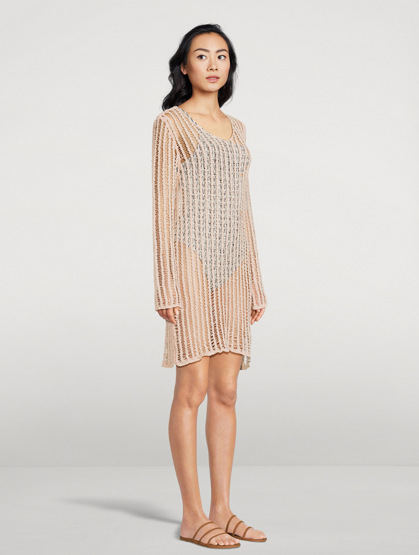 ZULU AND ZEPHYR Natural Lattice Knit Mini Dress | Holt Renfrew