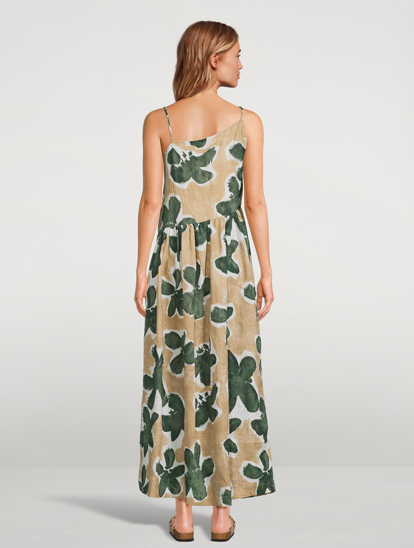 ZULU AND ZEPHYR Eucalyptus Linen Maxi Dress In Flower Print | Holt