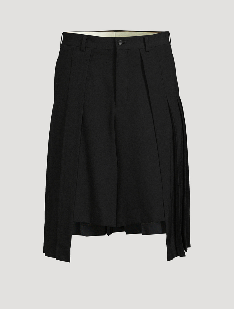 Wool Gabardine Hybrid Kilt Shorts