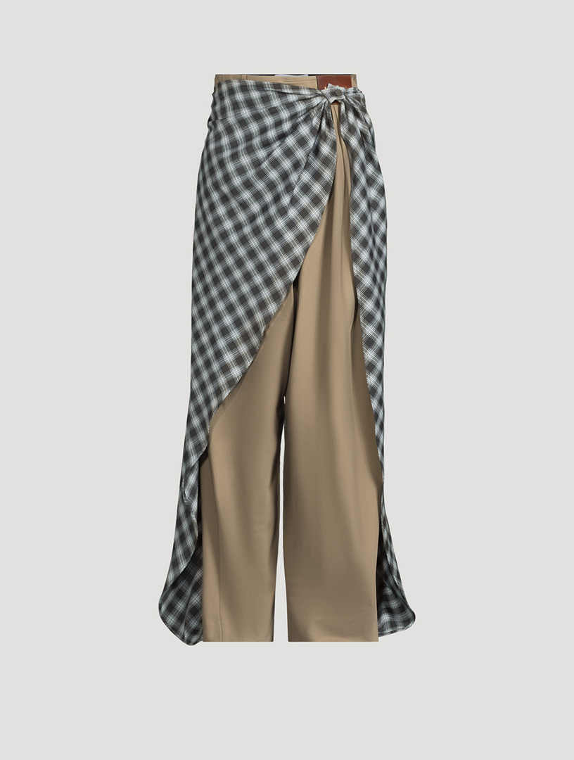 LOEWE Check Draped Trousers | Holt Renfrew