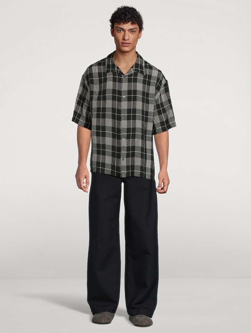 LOEWE Check Crinkled Short-Sleeve Shirt | Holt Renfrew