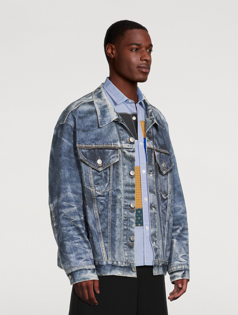 ジャケット・アウター GVGV Tropical Print Denim Jacket Printed Jacquard Denim Jacket