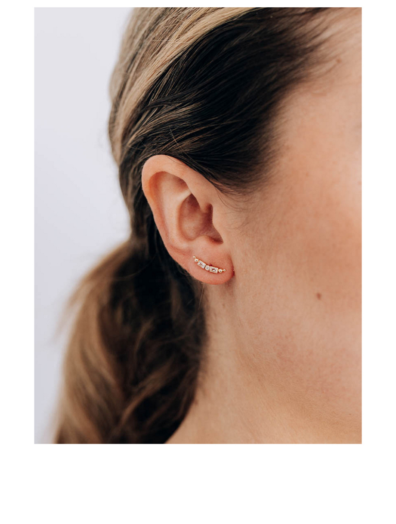 Anzie x Mel Soldera 14K Gold Deco Ear Crawler With Diamonds