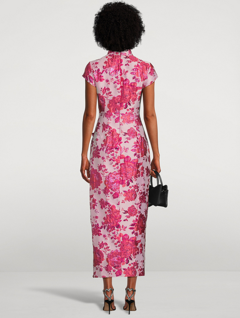 SAU LEE Josephine Floral Jacquard Midi Dress | Holt Renfrew