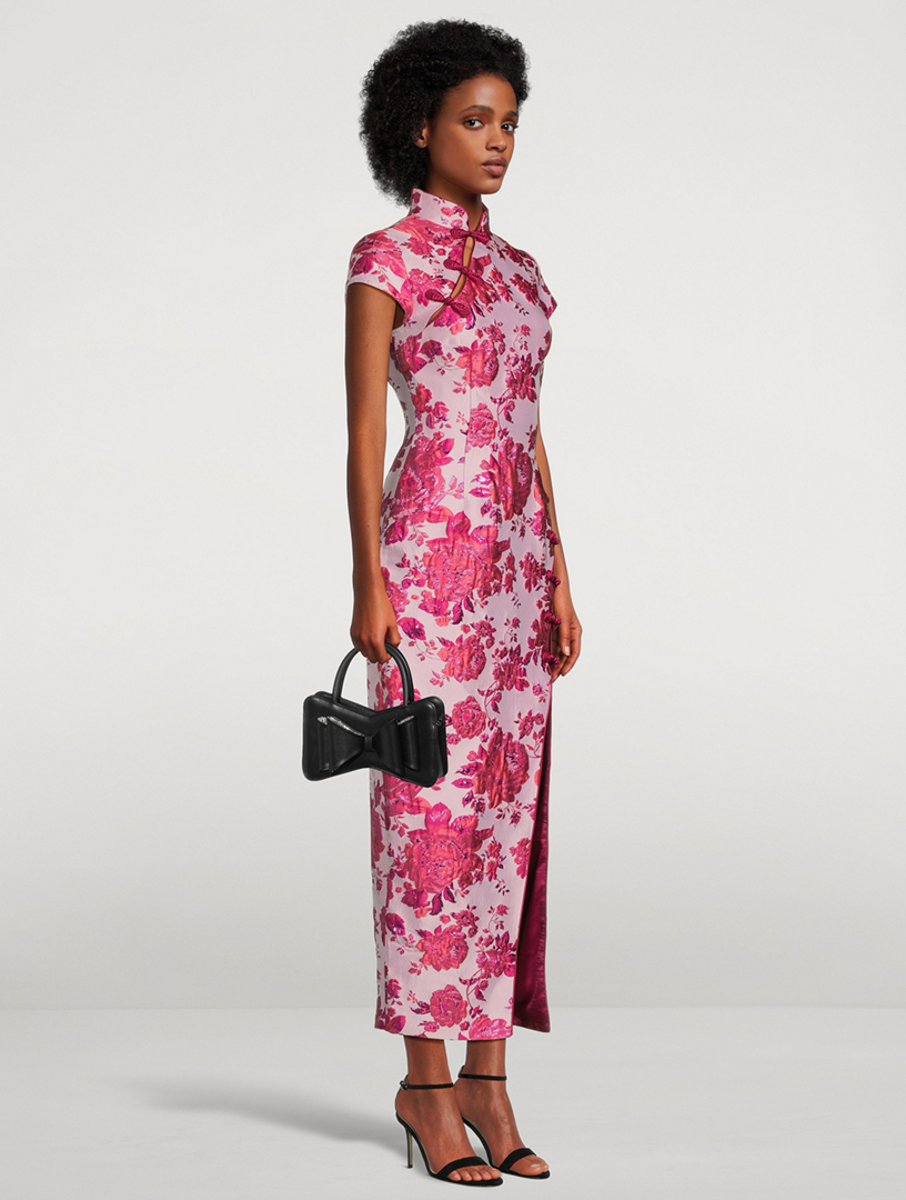 SAU LEE Josephine Floral Jacquard Midi Dress | Holt Renfrew