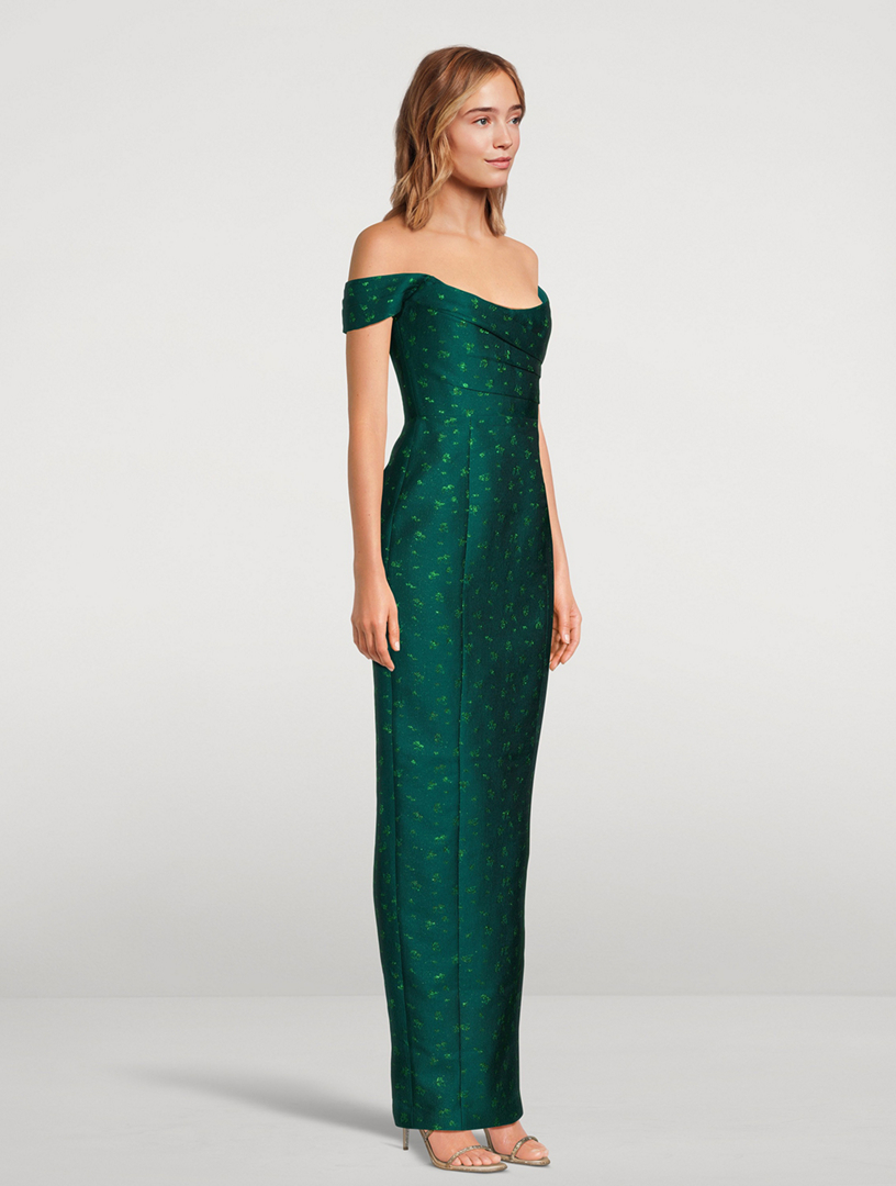 SAU LEE Jackson Asymmetric Jacquard Gown | Holt Renfrew