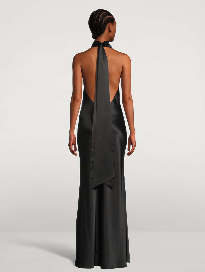 strapless open back dress Penelope Backless Satin Gown