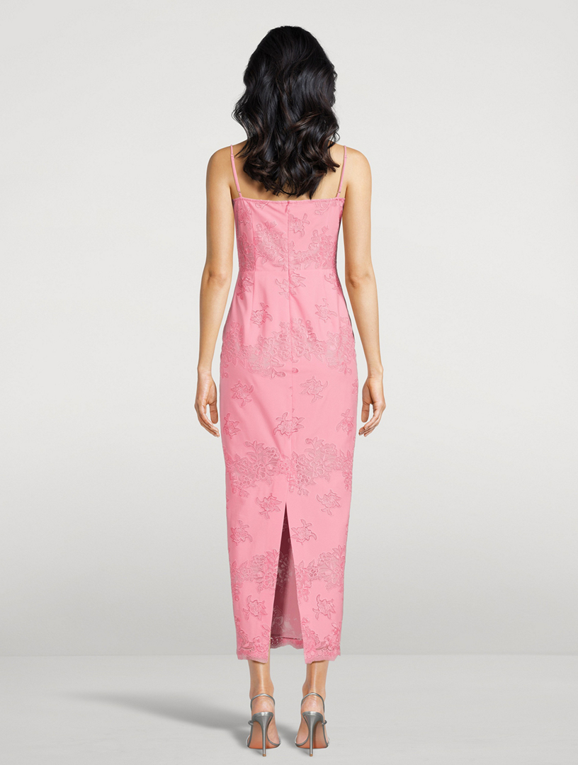 SAU LEE Sinead Laser-Cut Midi Dress | Holt Renfrew