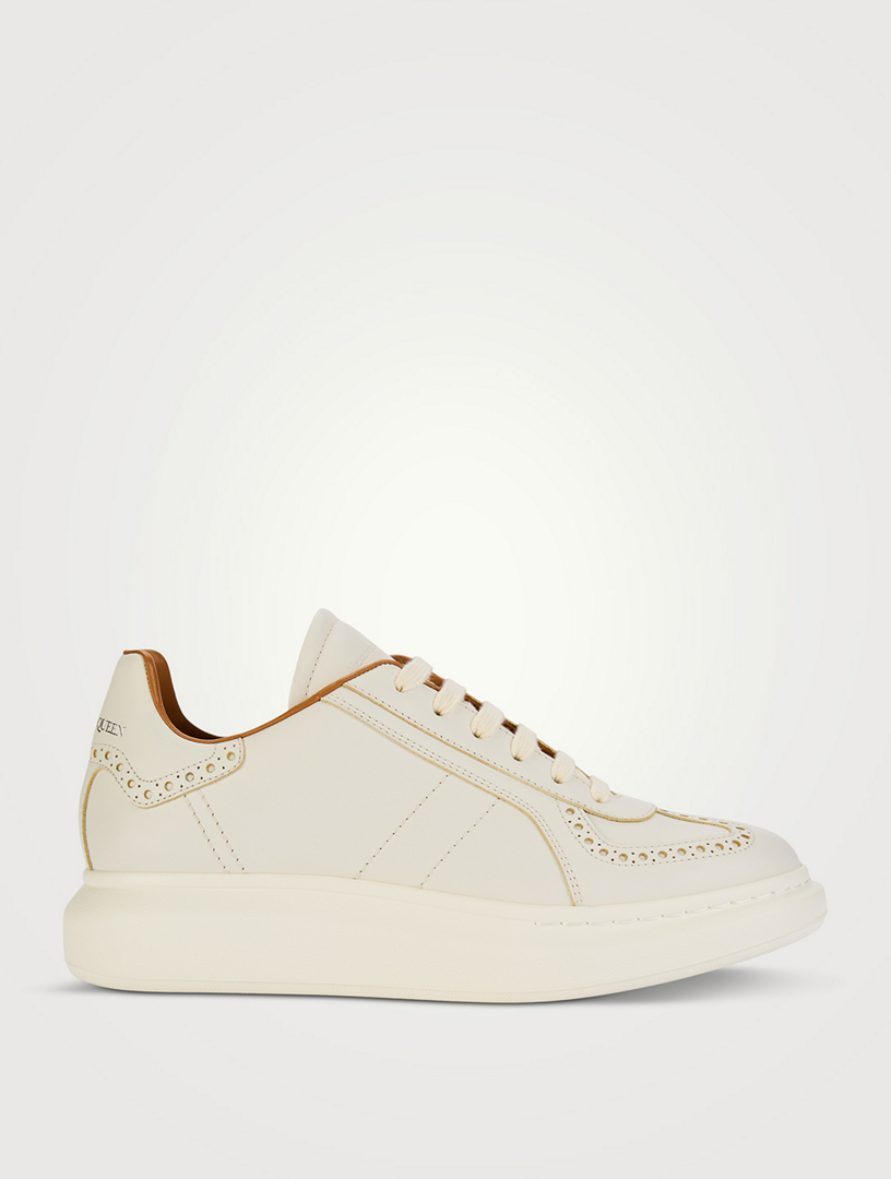 Retro Brogue-Detail Leather Sneakers