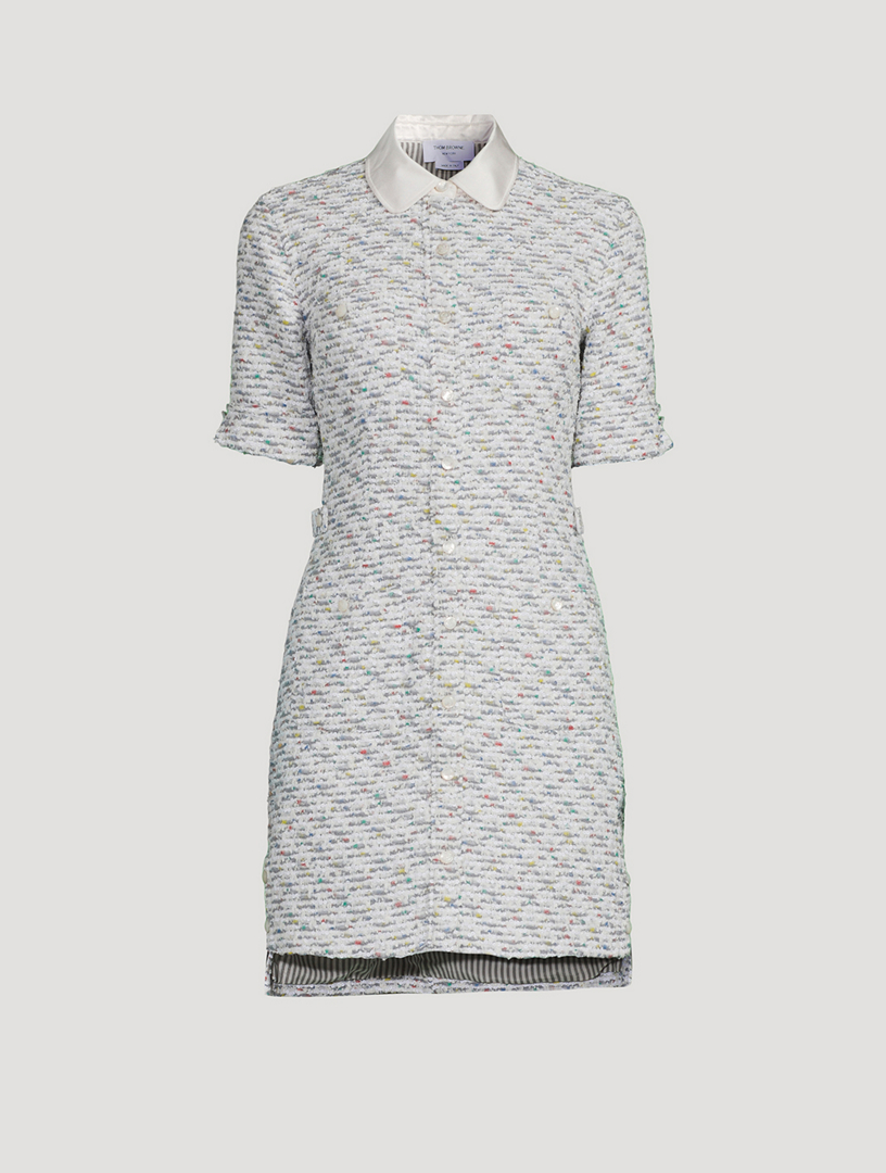 THOM BROWNE Sequin Tweed Shirt Dress | Holt Renfrew