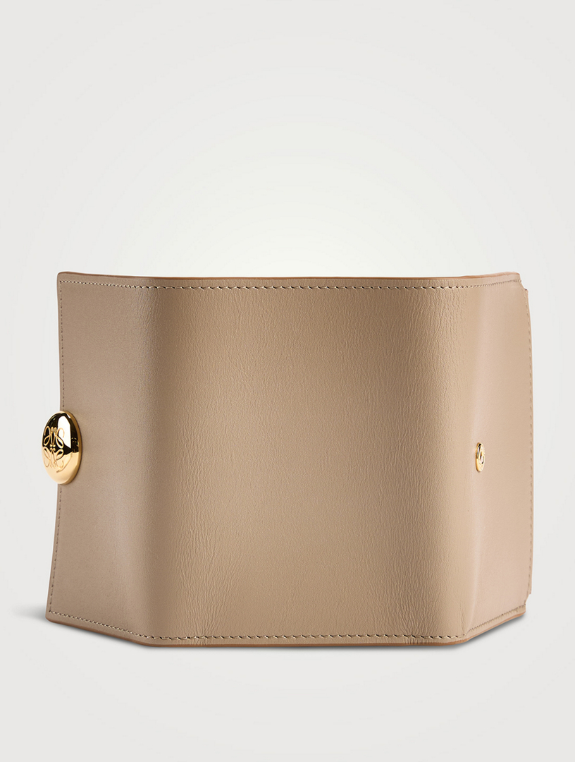 【VIP価格】LOEWE SMALL PEBBLE LEATHER WALLET Pebble small vertical wallet in shiny nappa calfskin Black