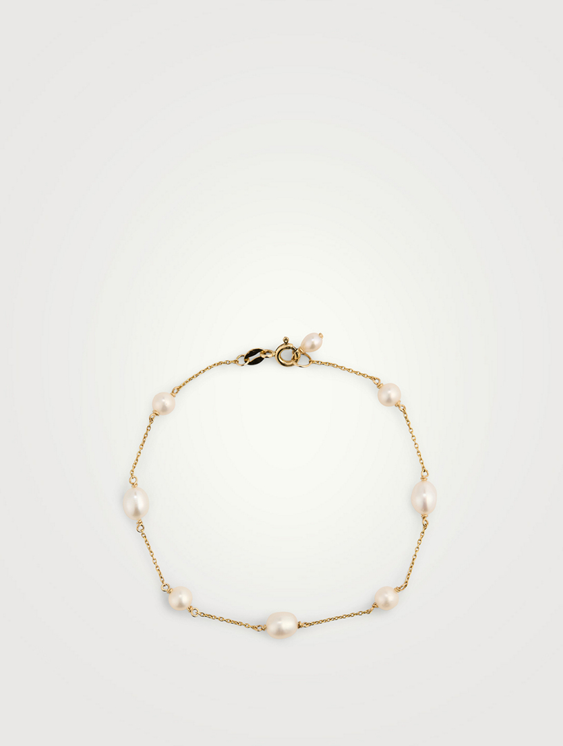 14K Gold Spaced Mixed Pearl Bracelet