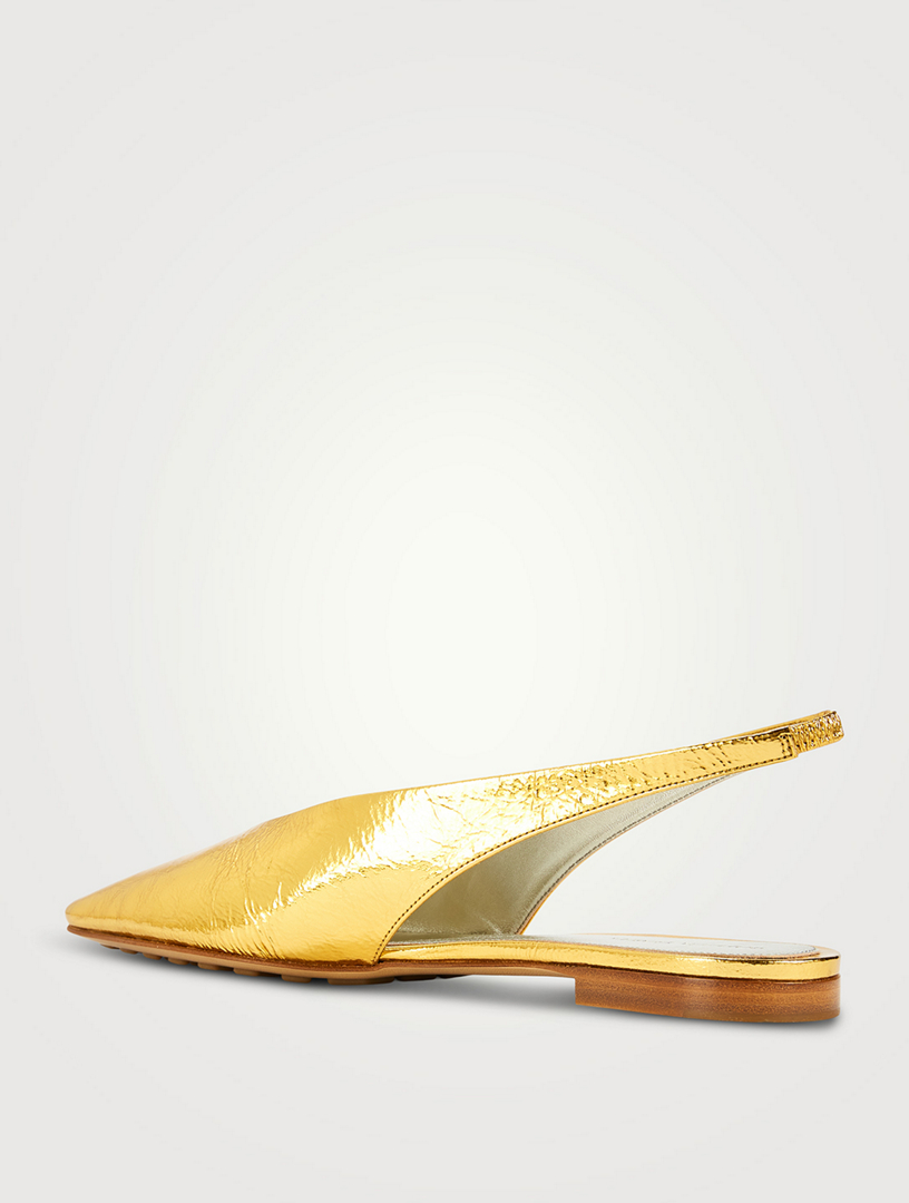 BOTTEGA VENETA Sofia Metallic Leather Slingback Ballet Flats