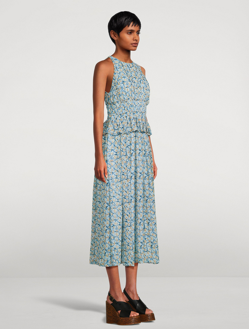 Adeline Printed Silk Midi Dress