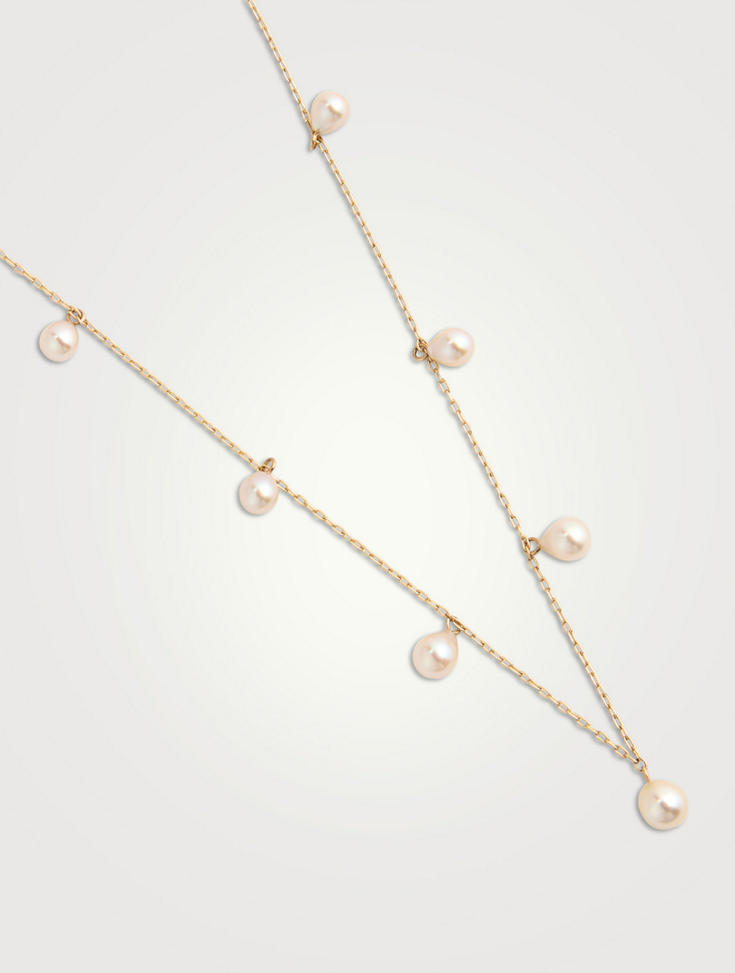 Sea Of Beauty 14K Gold Long Drop Necklace With Pearls
