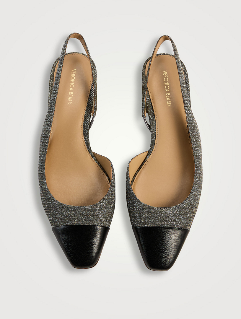 Cecile Lurex Cap-Toe Slingback Pumps
