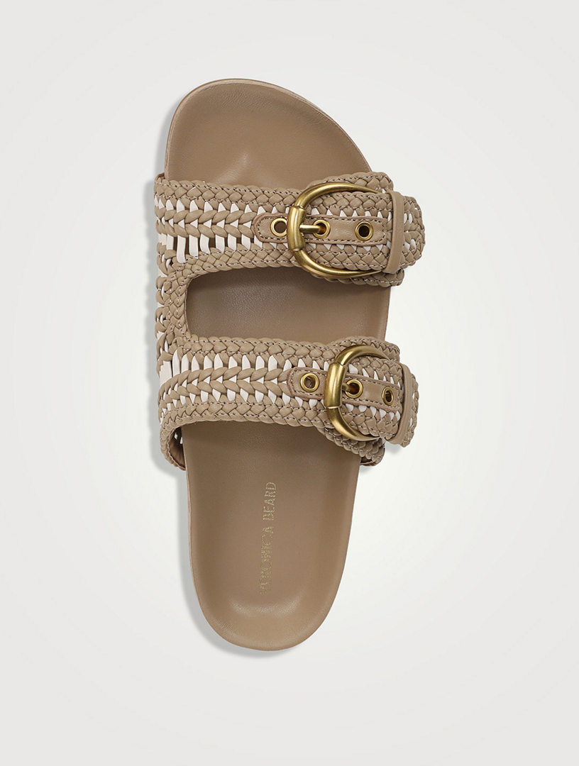 Prue Woven Leather Slide Sandals