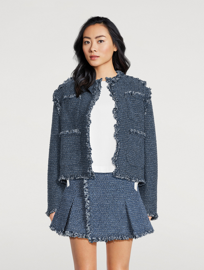 ジャケット・アウター raughlow cocoon tweed jaket(navy) SACAI Denim And Tweed Mix Jacket | Holt Renfrew