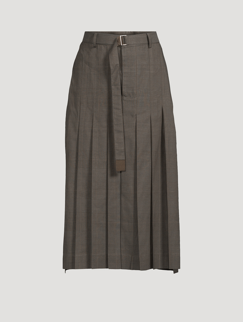 Pleated Voile Midi Skirt