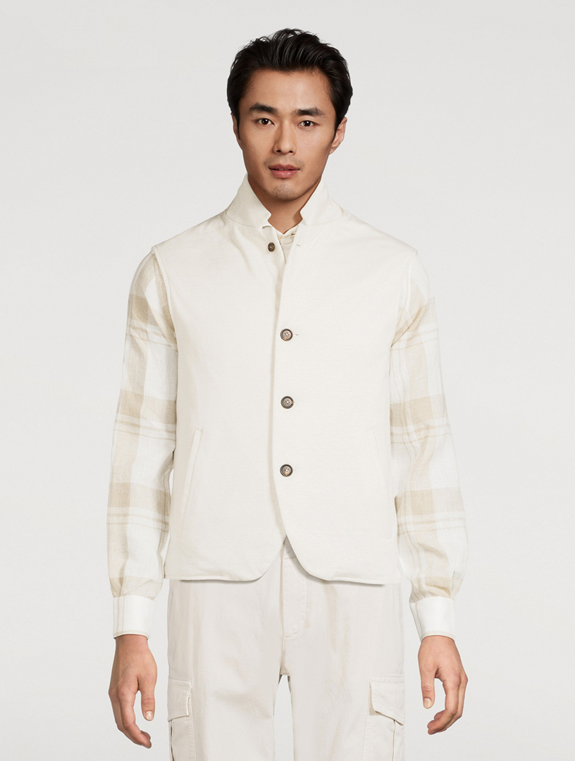 Linen And Cotton Reversible Vest
