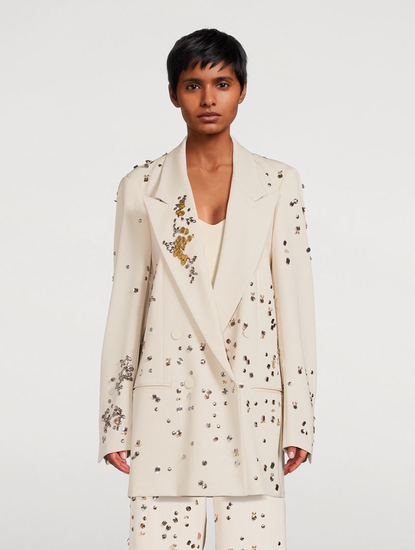 DRIES VAN NOTEN Blink Embellished Double-Breasted Wool Blazer