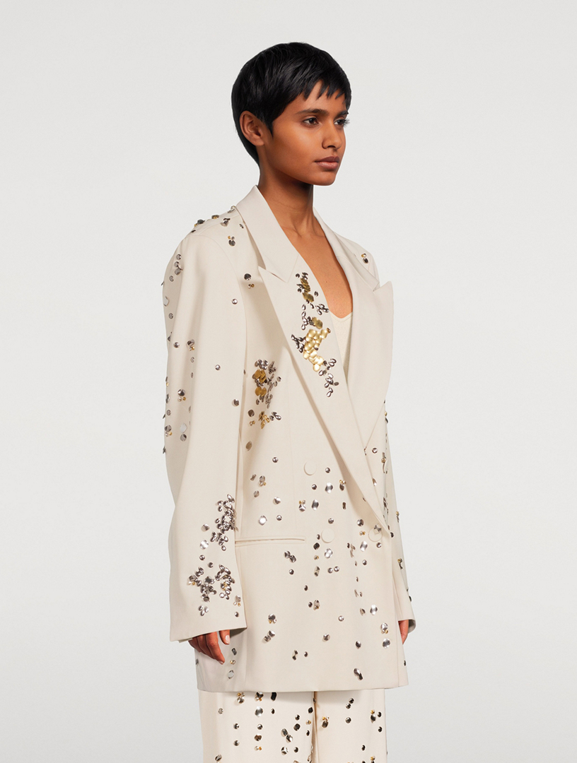 DRIES VAN NOTEN Blink Embellished Double-Breasted Wool Blazer