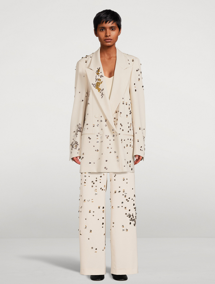 DRIES VAN NOTEN Blink Embellished Double-Breasted Wool Blazer