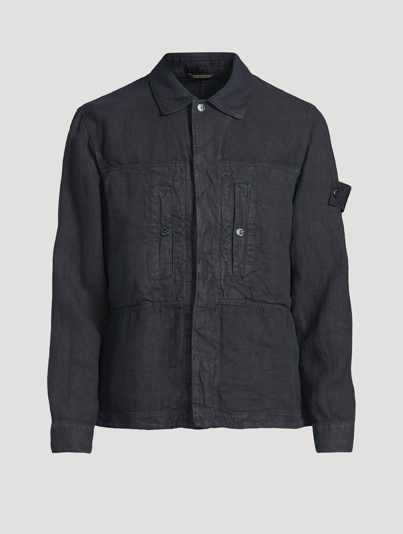 STONE ISLAND Ghost Diagonal Linen Overshirt | Holt Renfrew