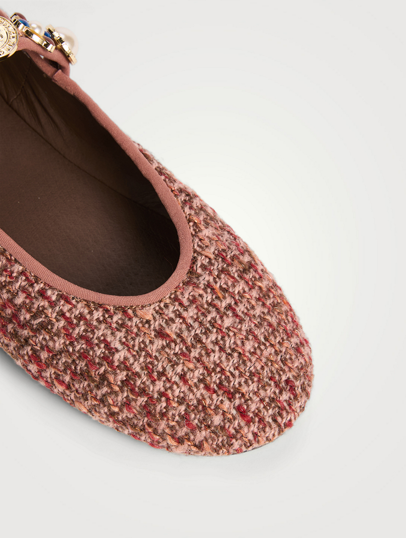 JEFFREY CAMPBELL Amarissa Embellished Tweed Mary Jane Ballet