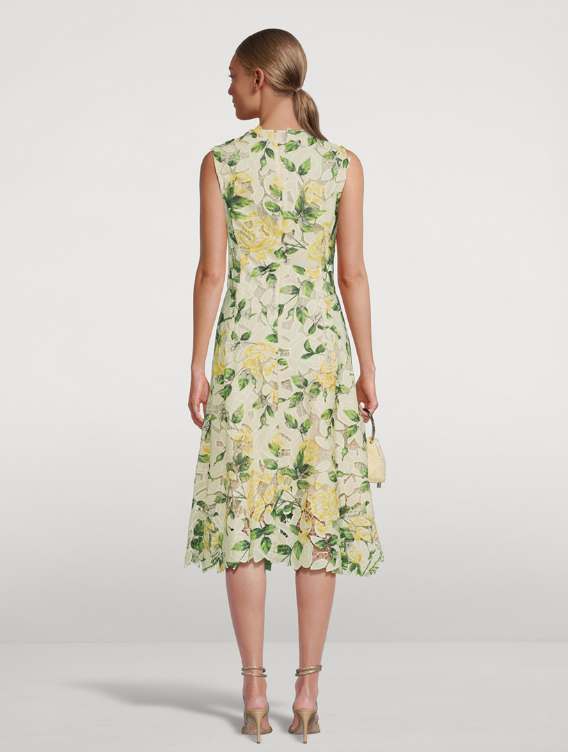 OSCAR DE LA RENTA Floral Guipure Lace Midi Dress | Holt Renfrew