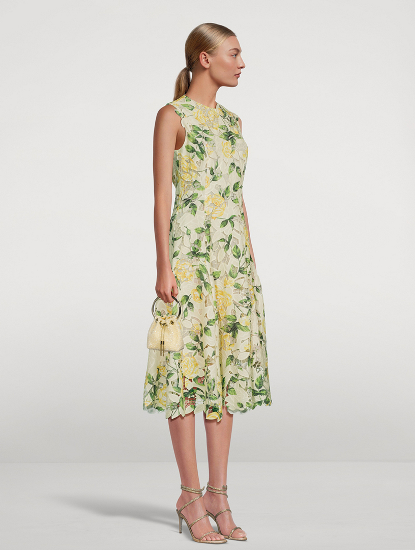 Floral Guipure Lace Midi Dress