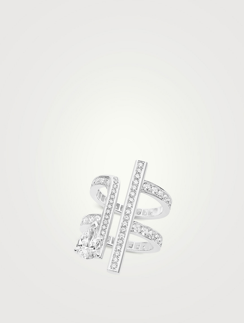La Ligne 18K White Gold Ring With Diamonds