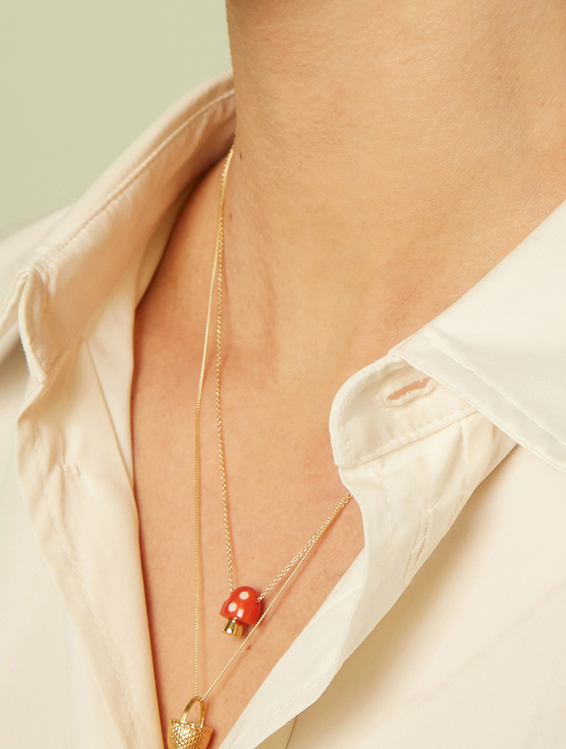フランス発送 ALIITA ネックレス PICNIC NECKLACE ALIITA Amanita 9K Gold Picnic Basket Pendant Necklace | Holt