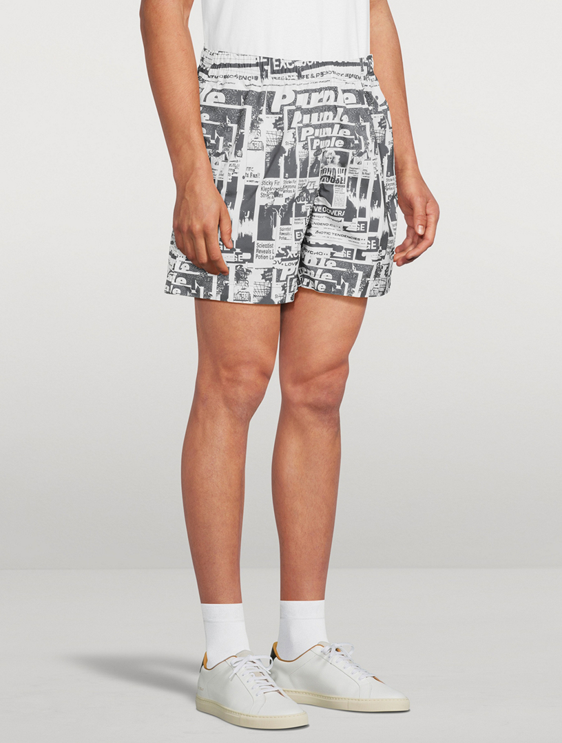 Tabloid Print Swim Shorts
